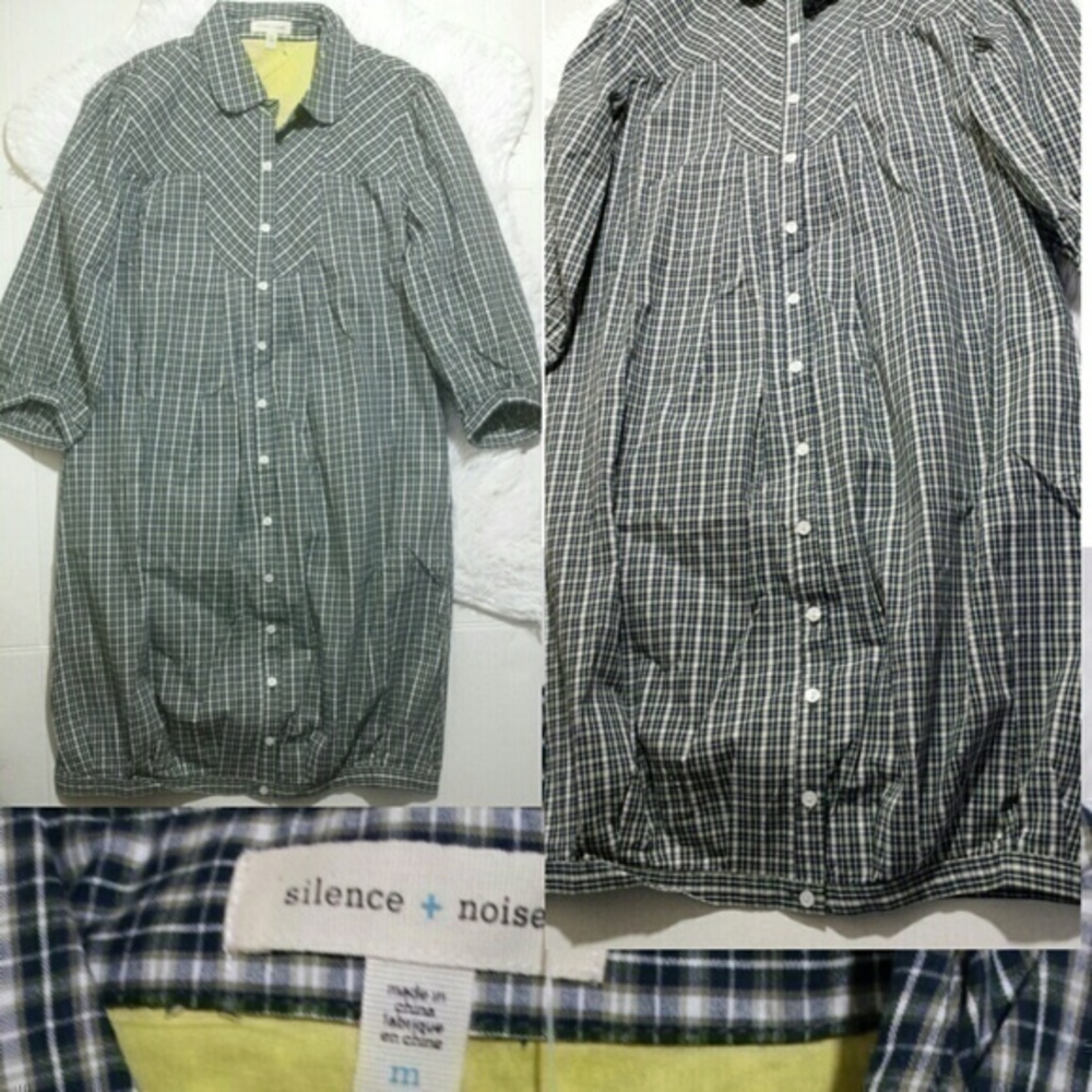 Silence + Noise Plaid Poplum Shirt Dress-Size M